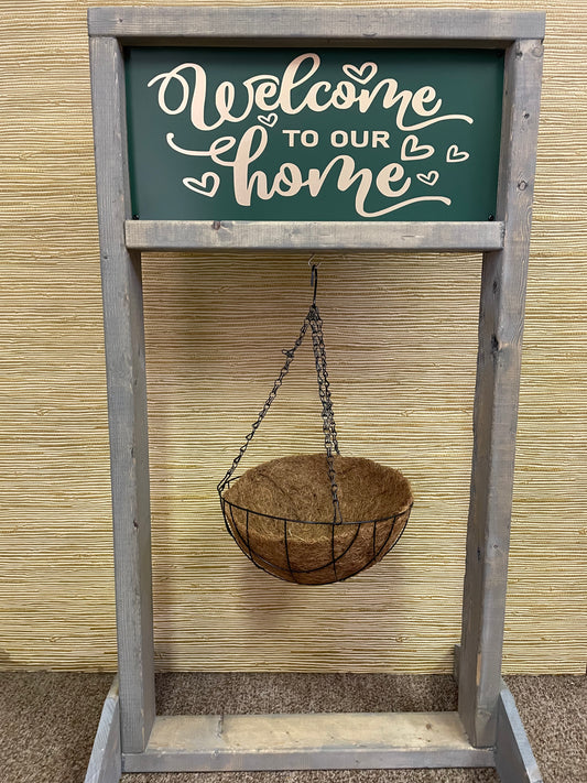 Welcome Stand With Flower Basket