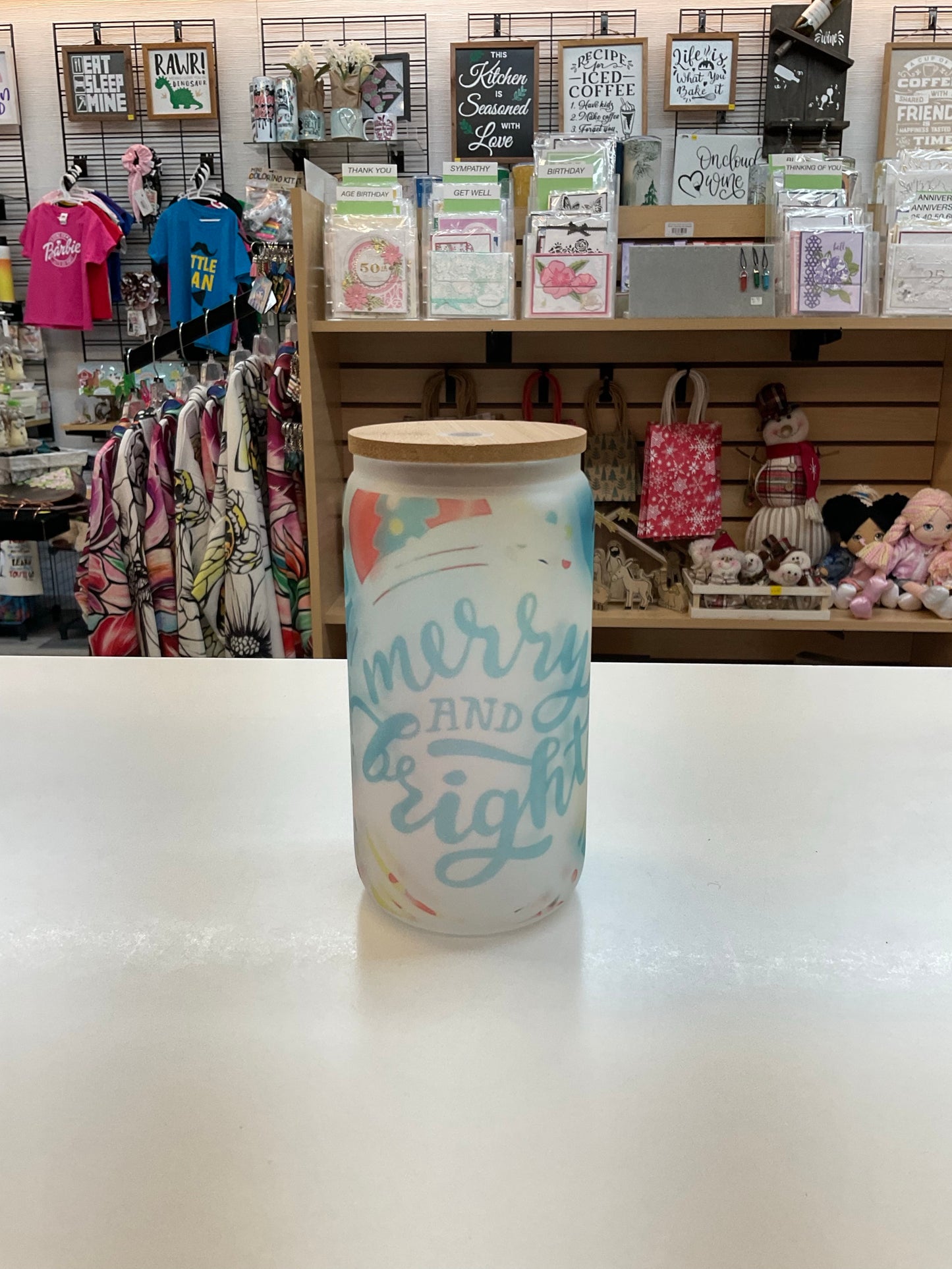 Merry & Bright Frosted Glass