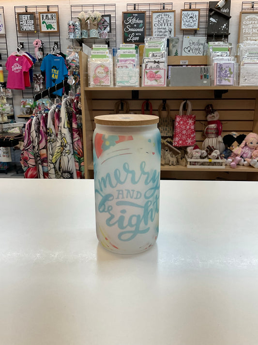 Merry & Bright Frosted Glass