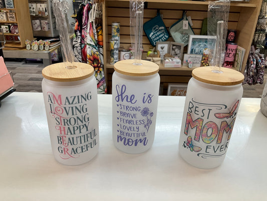 Frosted Glass Mom Tumblers