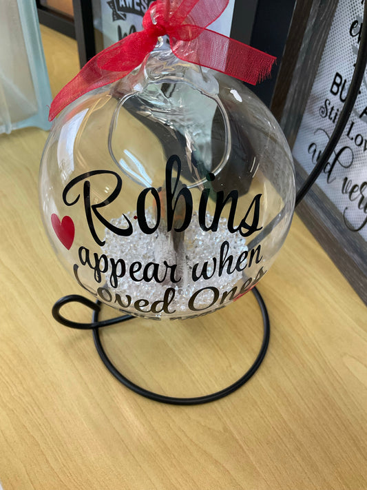 Robins Appear Glass Ornament