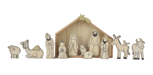 Wood Grain Nativity Set (12 pc. set)