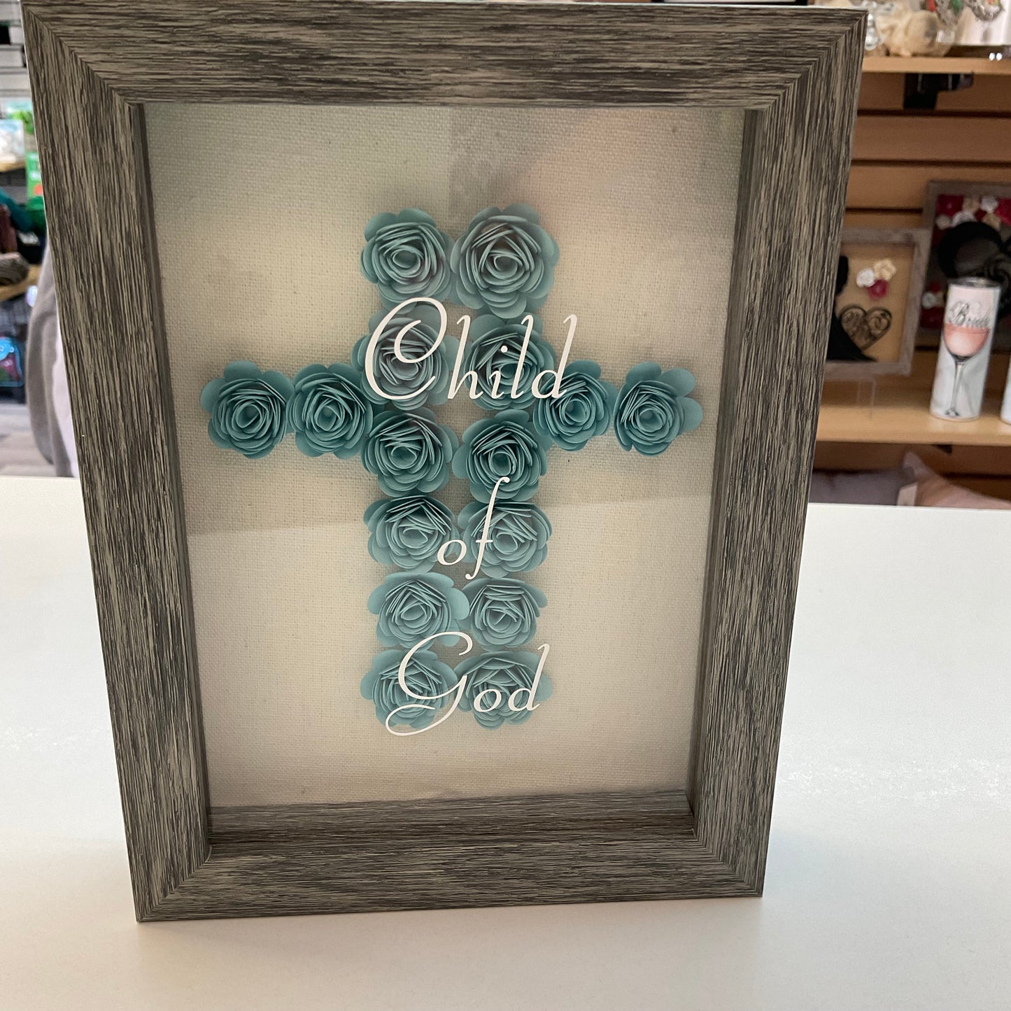 Baptism Cross Shadow Box
