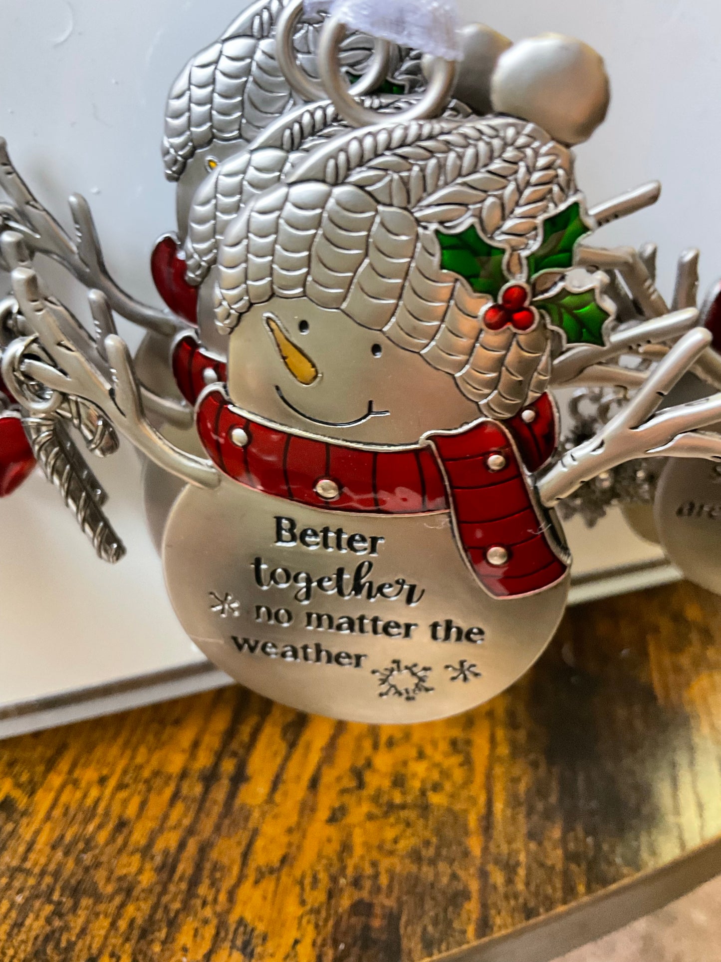 Swirls of Christmas Joy Snowmen Ornaments